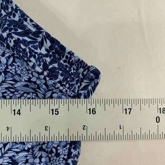 Lands End 14L NEW Womens V Neck Wrap Midkini Top Deep Sea Navy Ditsy Lilies - Picture 7 of 10